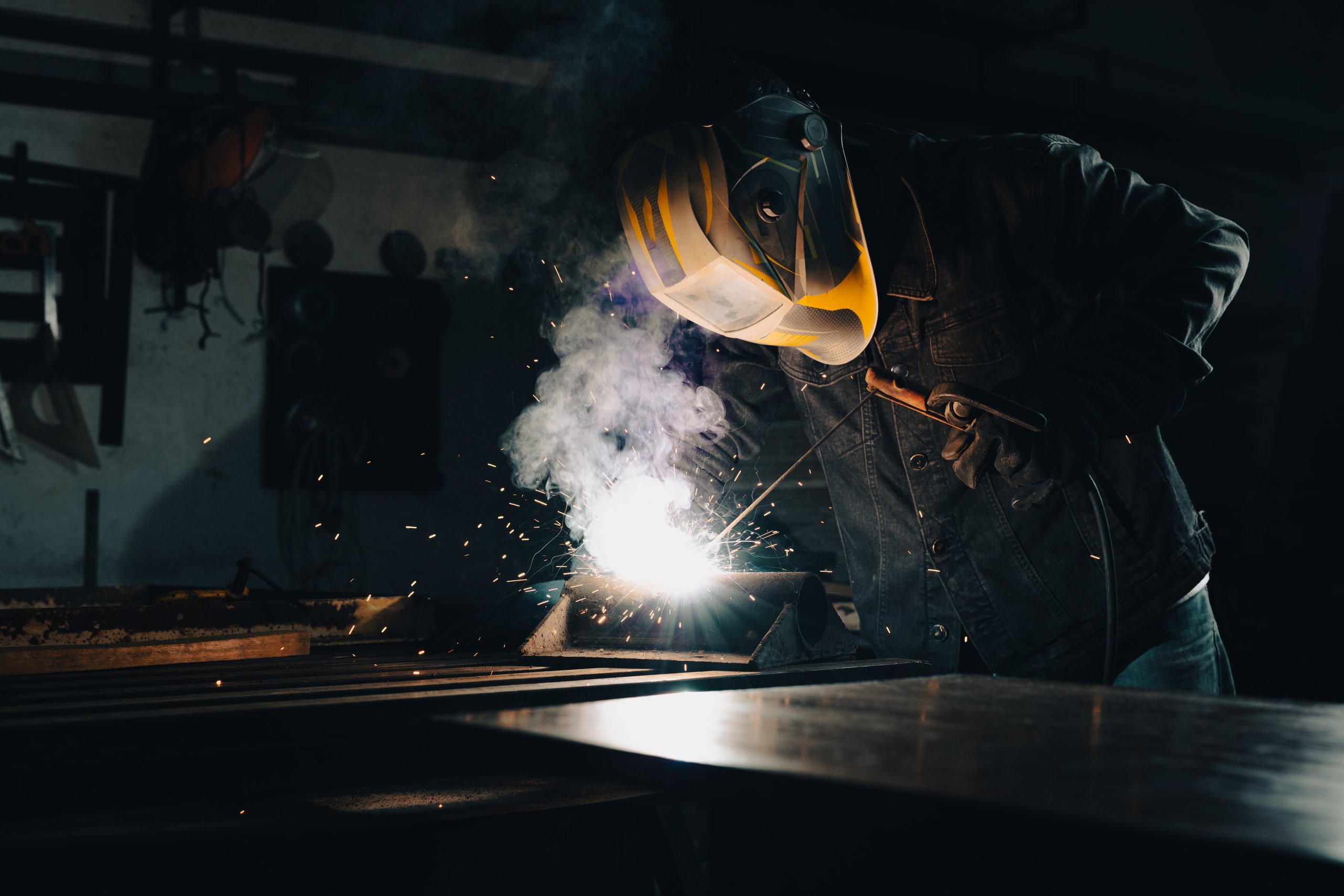 Professional welder at work